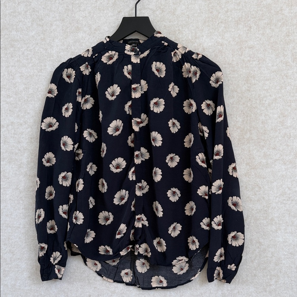 Ann Taylor Navy Floral Blouse